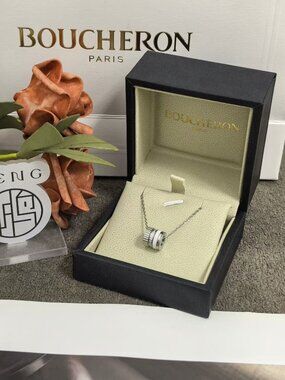 Boucheron Quatre Necklace | 18K White Gold Plated with Pavé Crystals